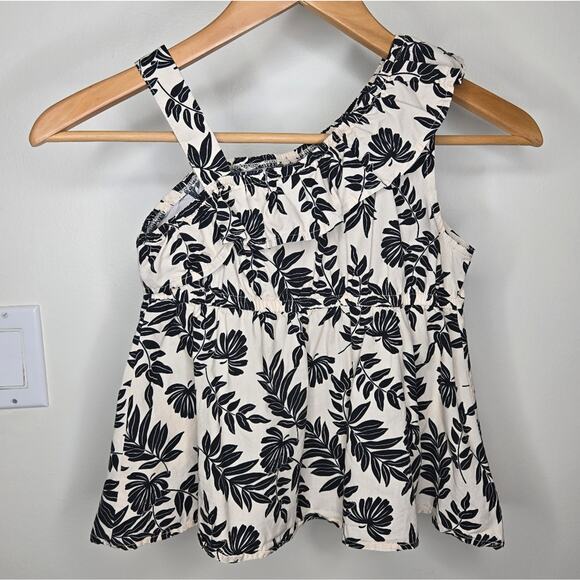 RACHEL ZOE 2 piece Black & Bone White Leaf Print Top & Shorts Set Girls Size 10 - Picture 3 of 9